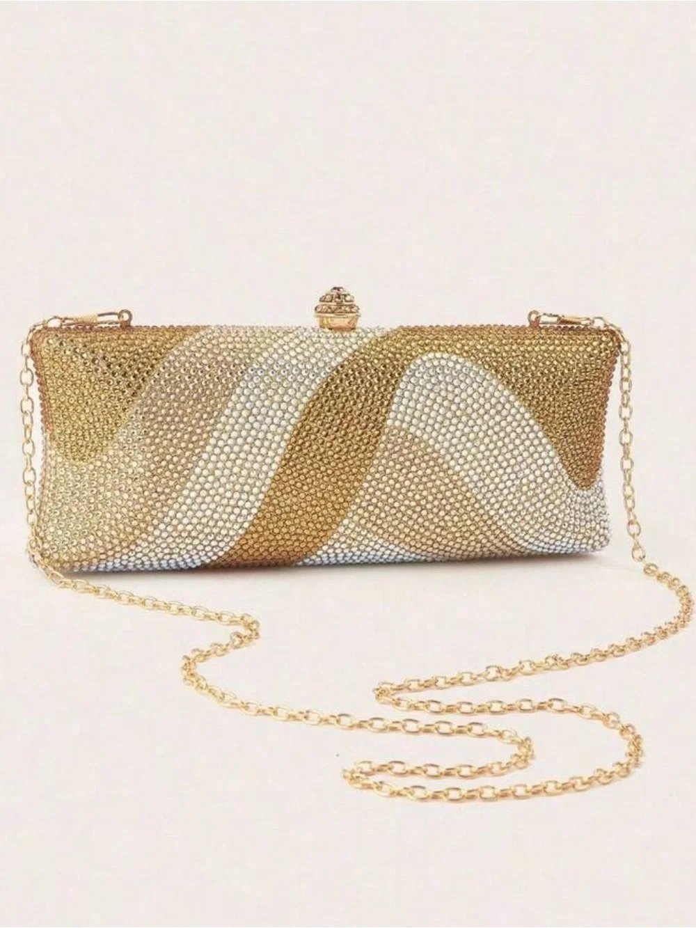 Gold Crystal Evening Clutch Handbag